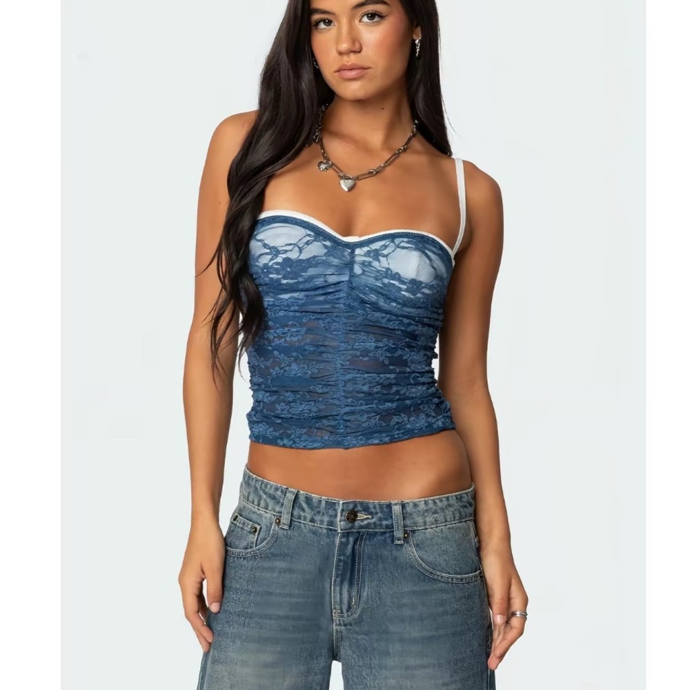 Edikted Blue Lace Women's Top